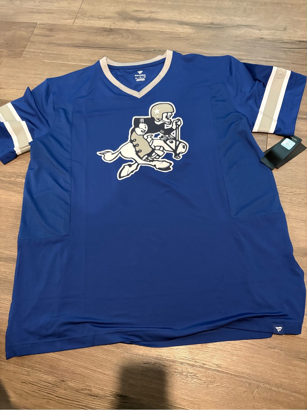 Fanatics Blue and White Men’s Football Jersey with Helmet Player Logo